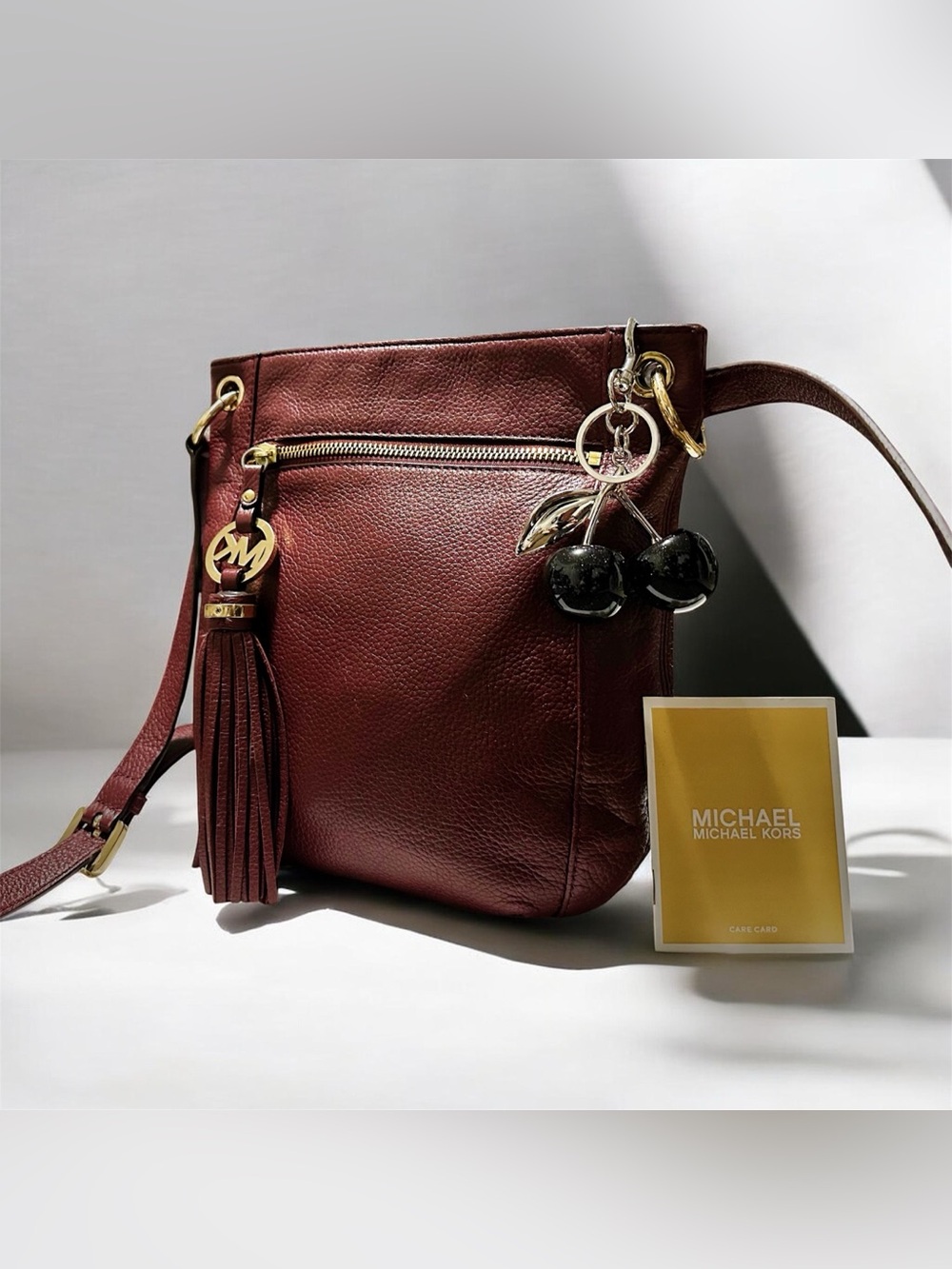 Vintage Michael Kors Burgundy Leather Crossbody Bag soft leather dark red - Picture 9 of 17